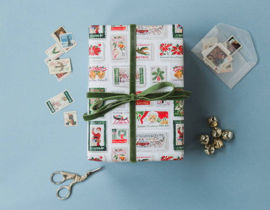 Vintage Holiday Stamps Gift Wrap