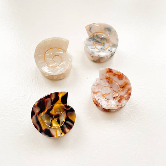 Cora | Small Round Swirly Seashell Claw Clip: Assorted