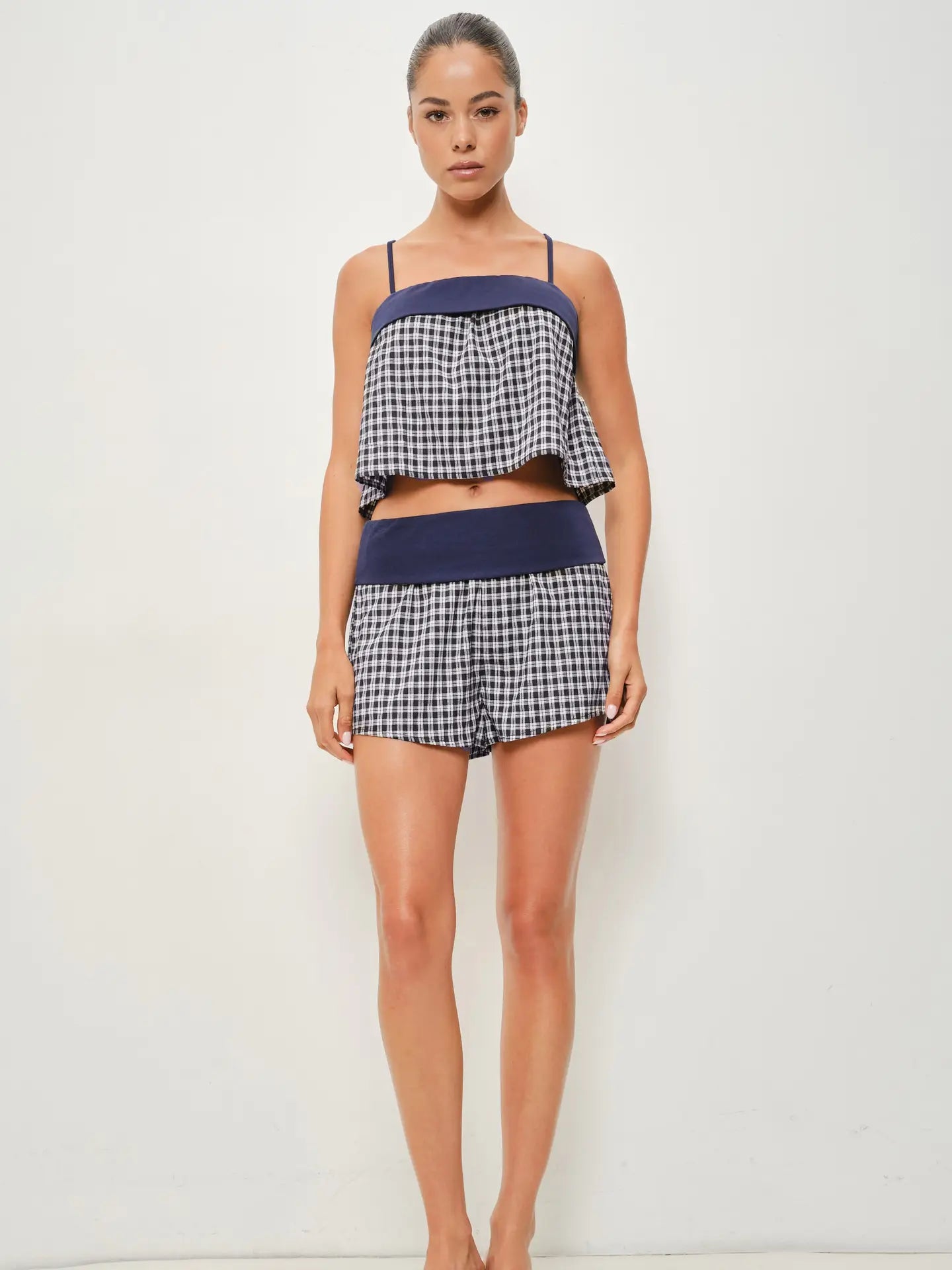 Deanna Gingham Contrast Top