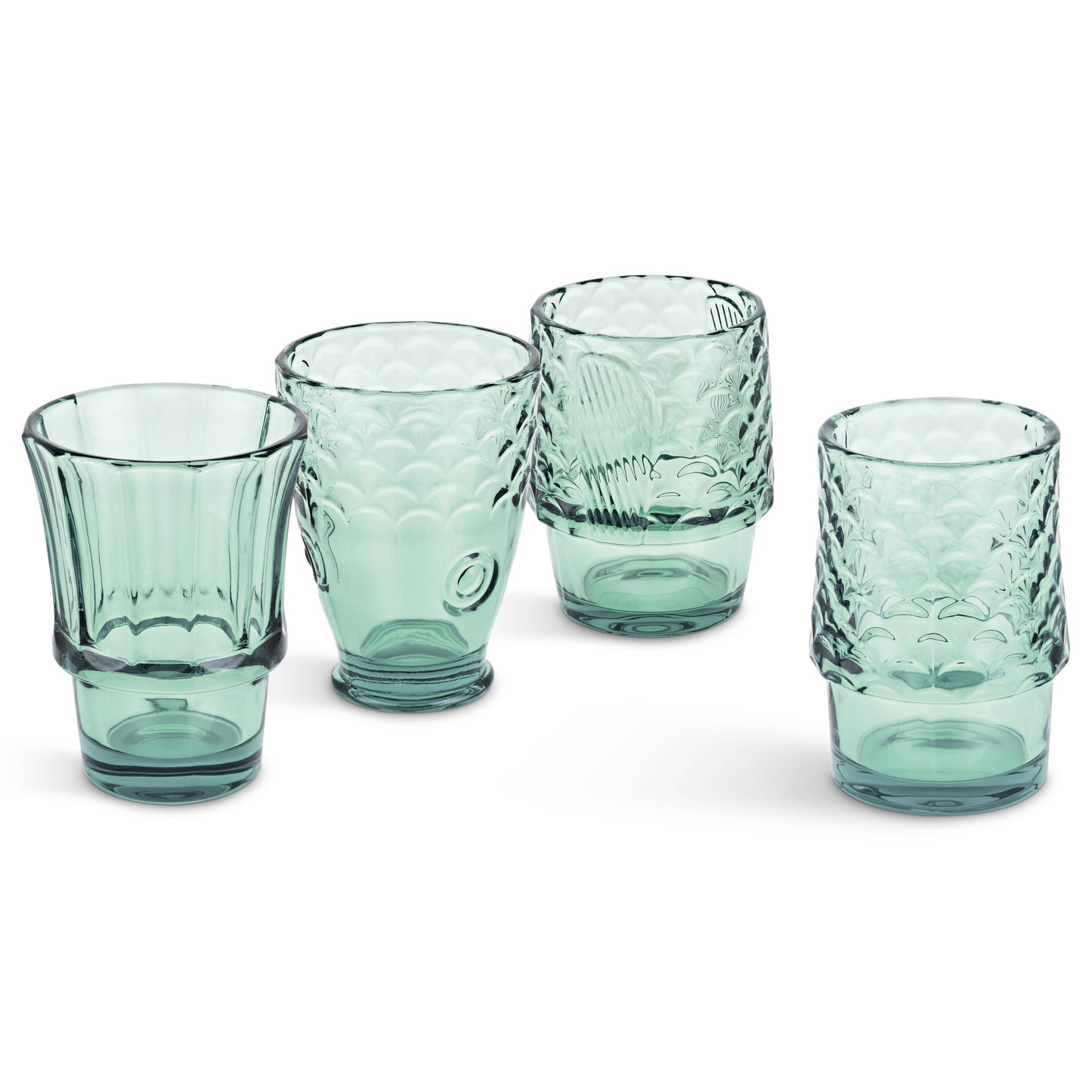 Fish Stacking Drinking Glass - Set of 4 - Green