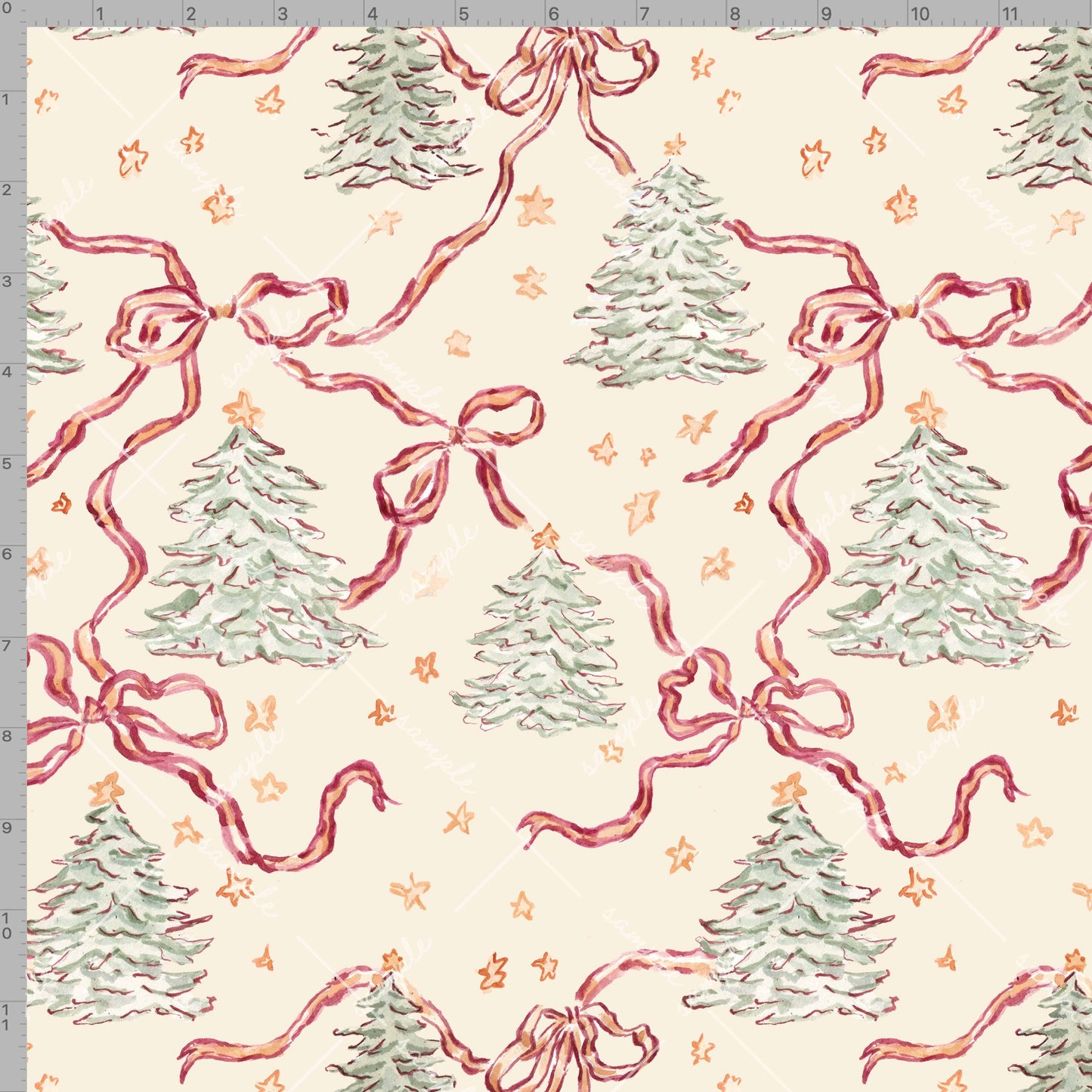 Trees and Bows Gift Wrap