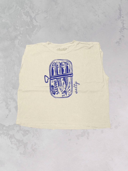 Salty Sardines Vintage Cropped Muscle Tank