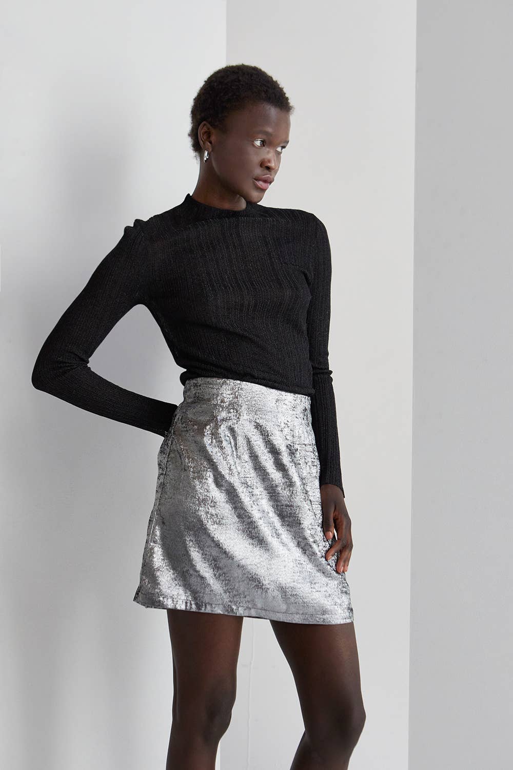 Adelia Metallic Mini Skirt