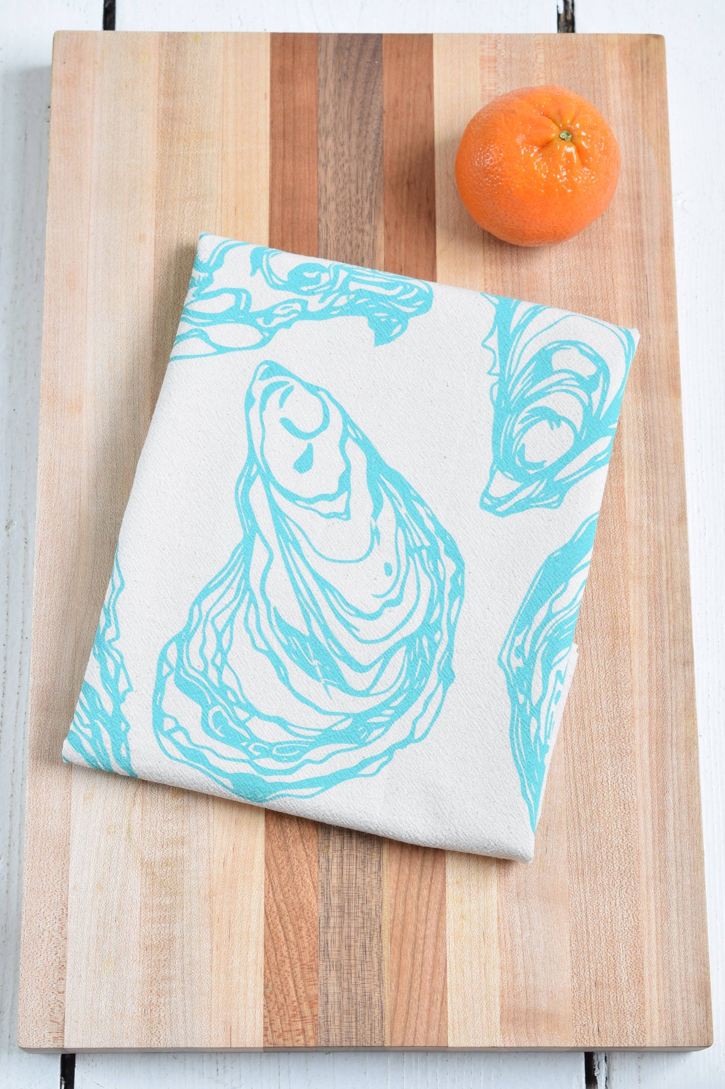 Oyster Tea Towel in Mint Green - Organic Cotton - Sea Shell