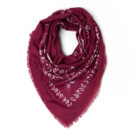 Printed XL Cashmere Bandana - Plum: Blue