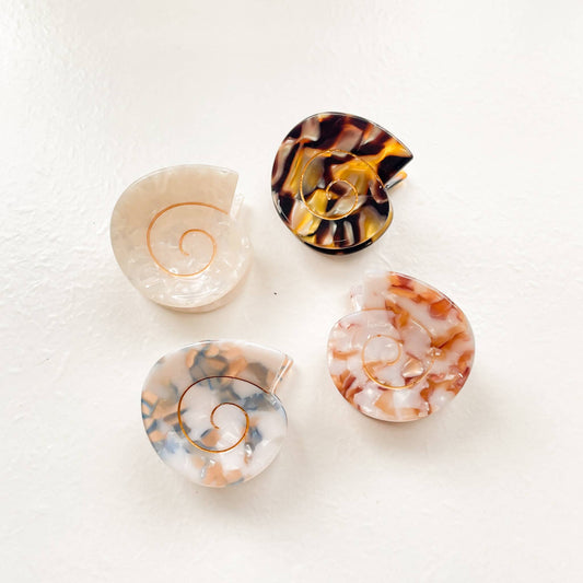 Cora | Small Round Swirly Seashell Claw Clip: Assorted