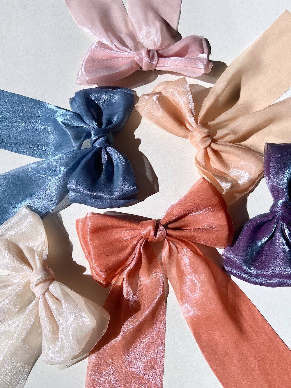 Organza Hair Bow Barrette: Blue