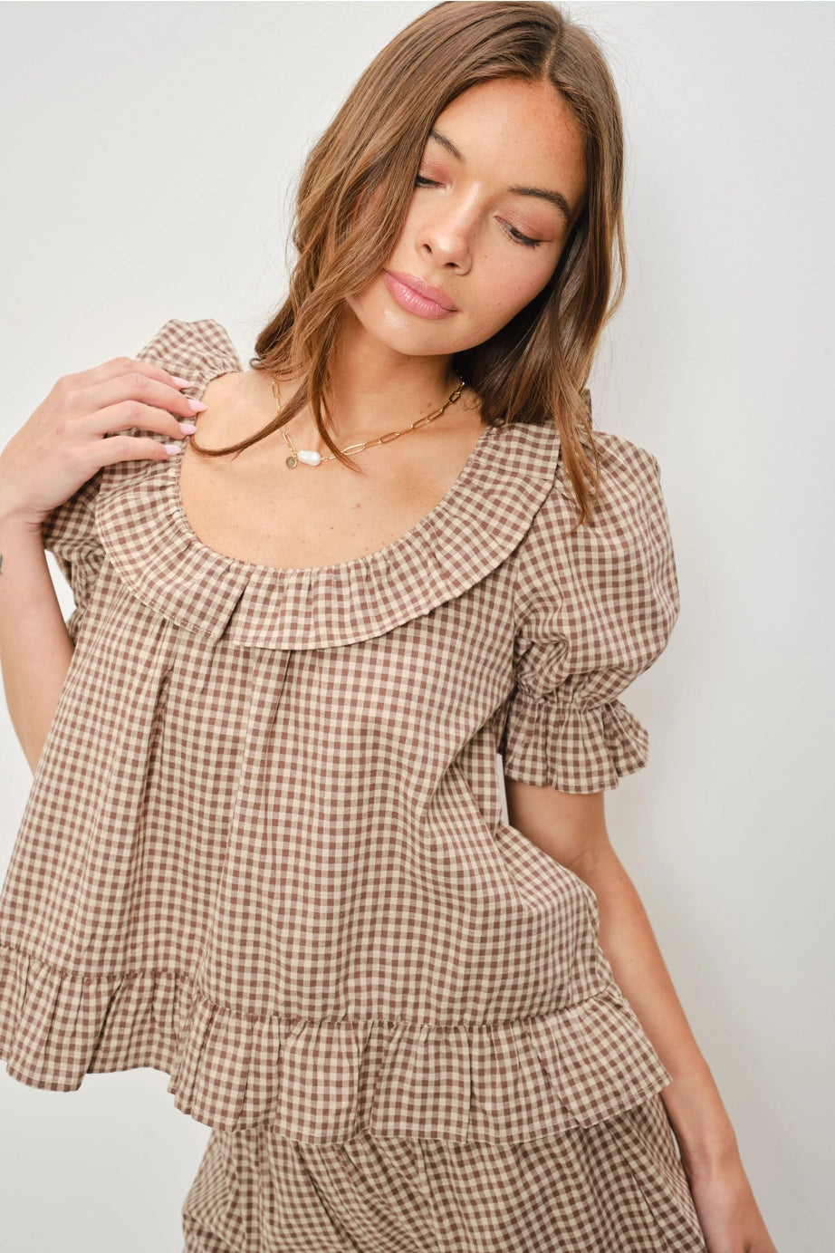 Kiara Frill Gingham Top