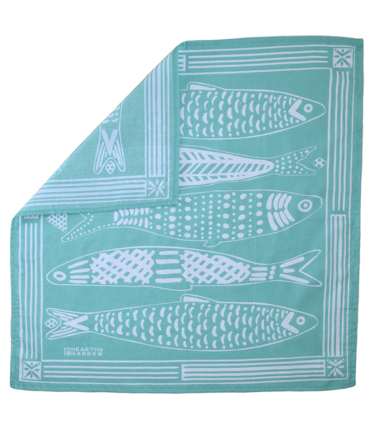 Sardine Bandana - 100% Cotton - Nautical Print - Hanky Ascot