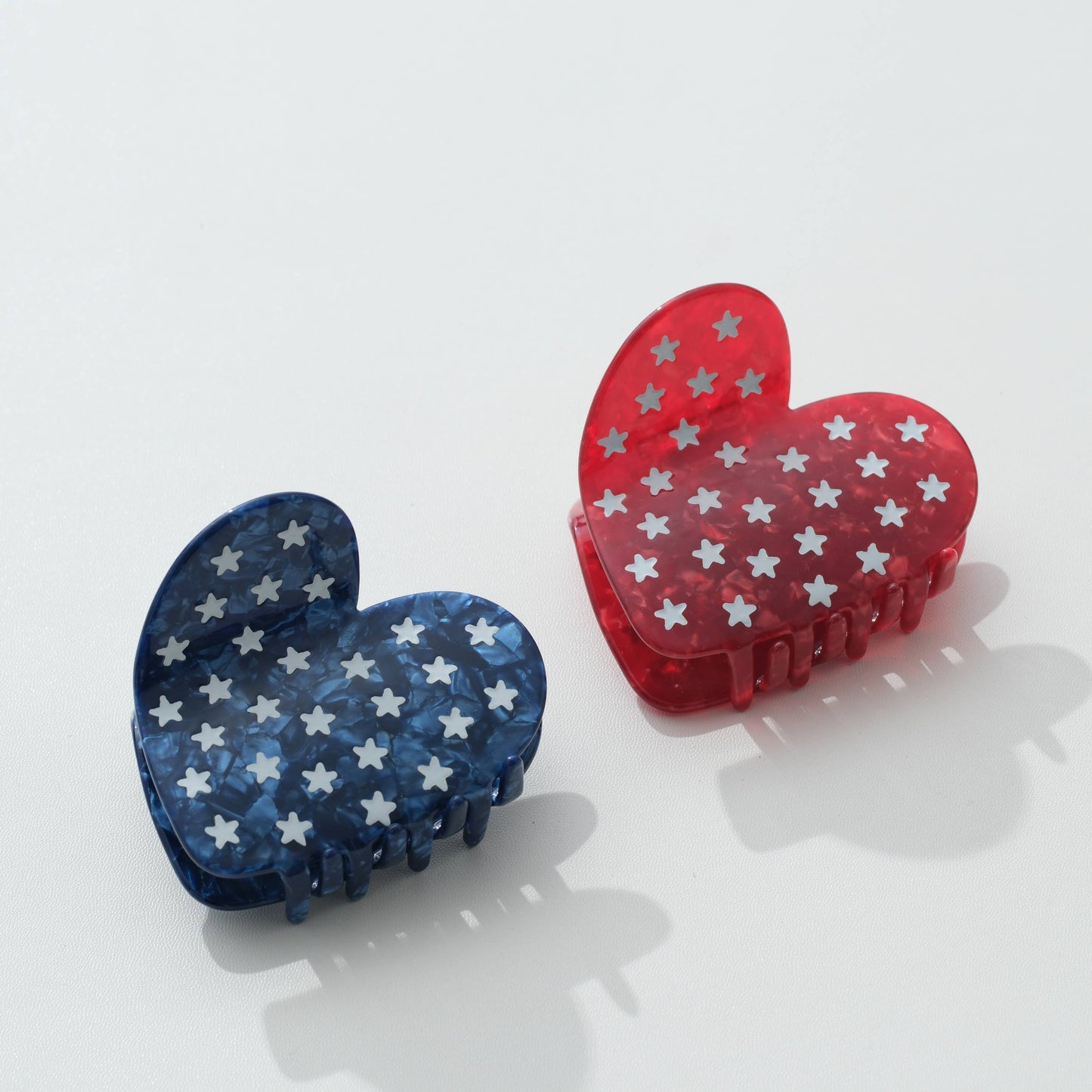 USA Hearts with Stars Claw Clip - Large : Assorted