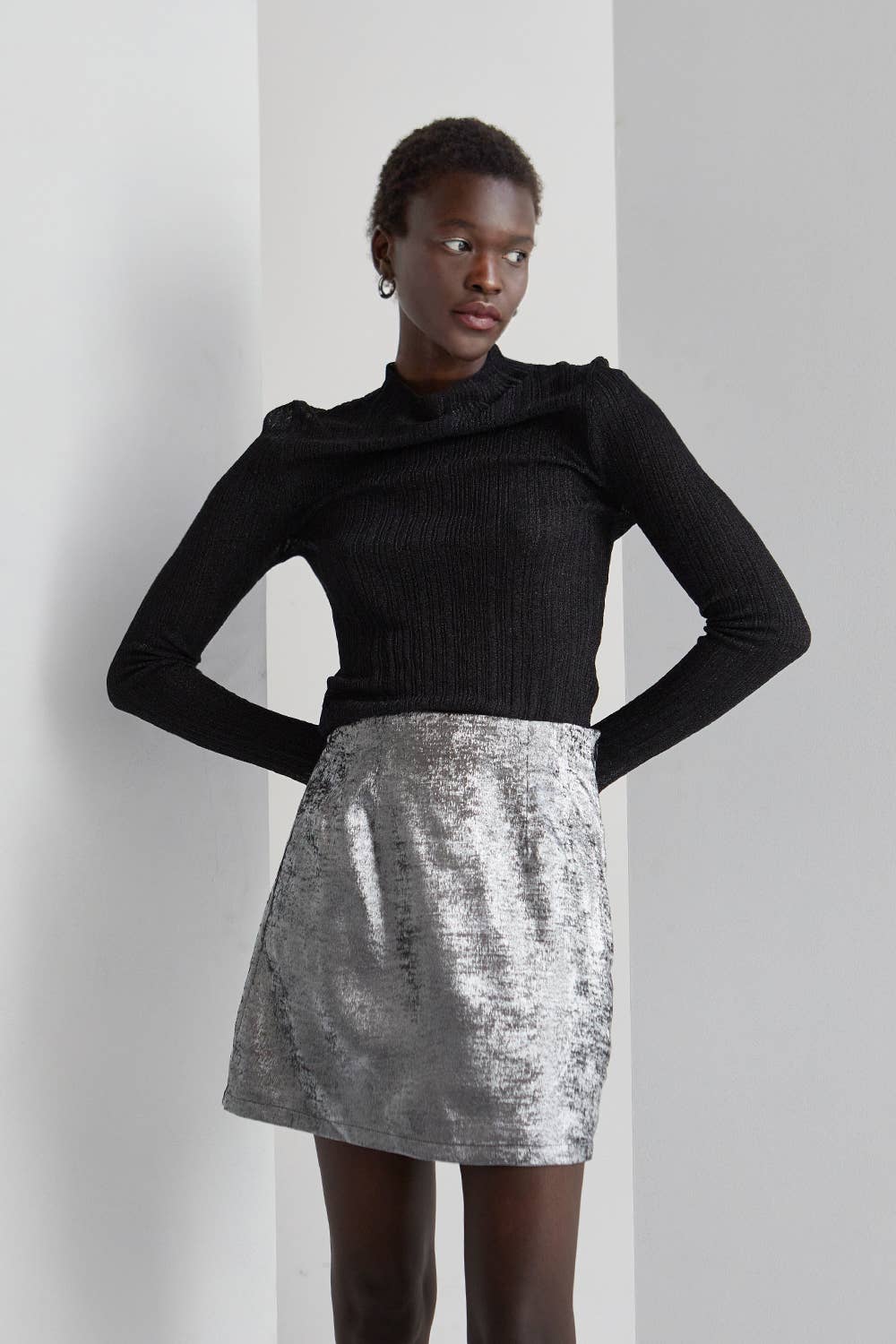 Adelia Metallic Mini Skirt