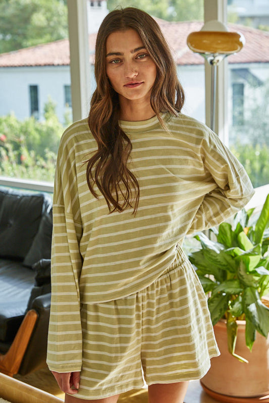 Stay In Striped Mock Top