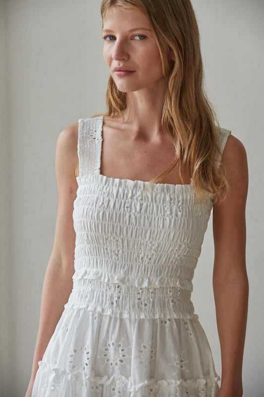 Alexie Eyelet Smocked Mini