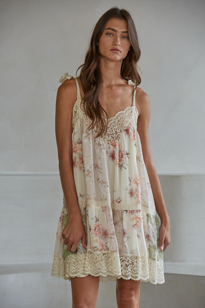Esmina Floral Lace Trim Mini