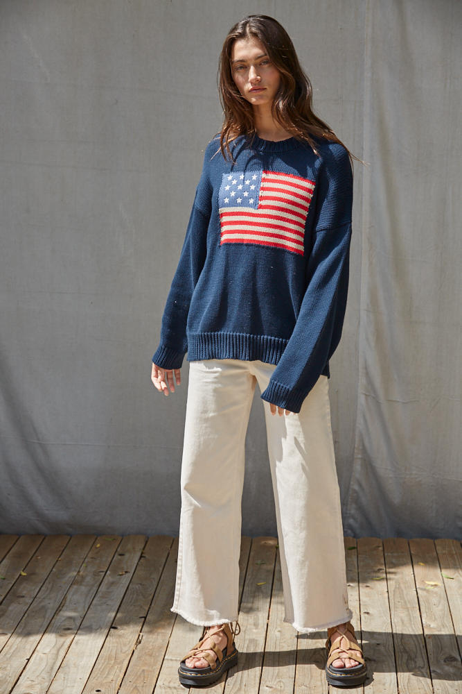 American Flag Crewneck Sweater