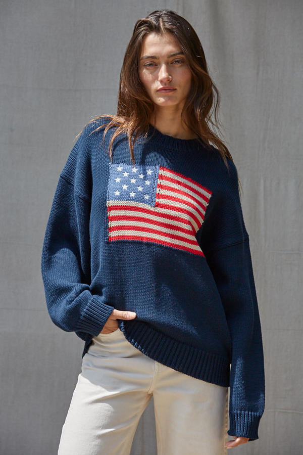 American Flag Crewneck Sweater