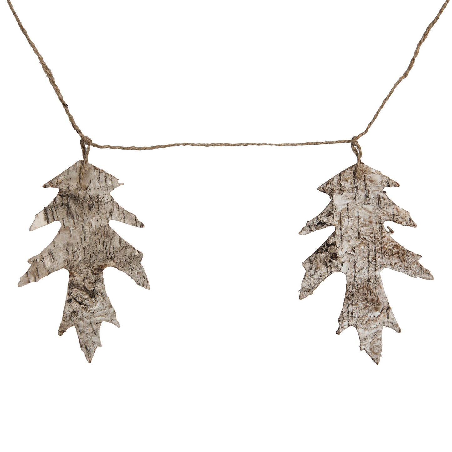 Birch Bark Oak Leaf Shaped Garland w/ Jute Cord, Natural