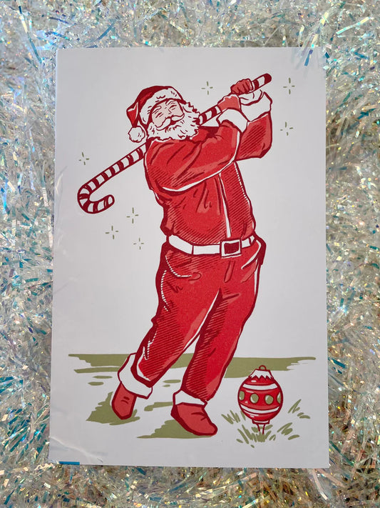 Golfer Santa Card