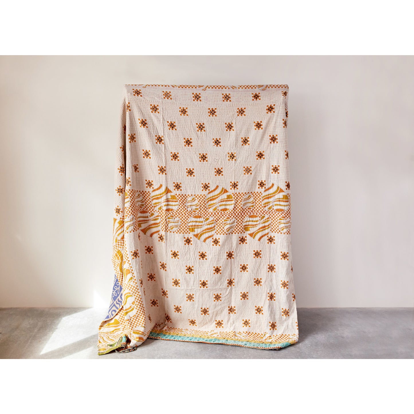 Vintage Kantha Quilt Coverlet