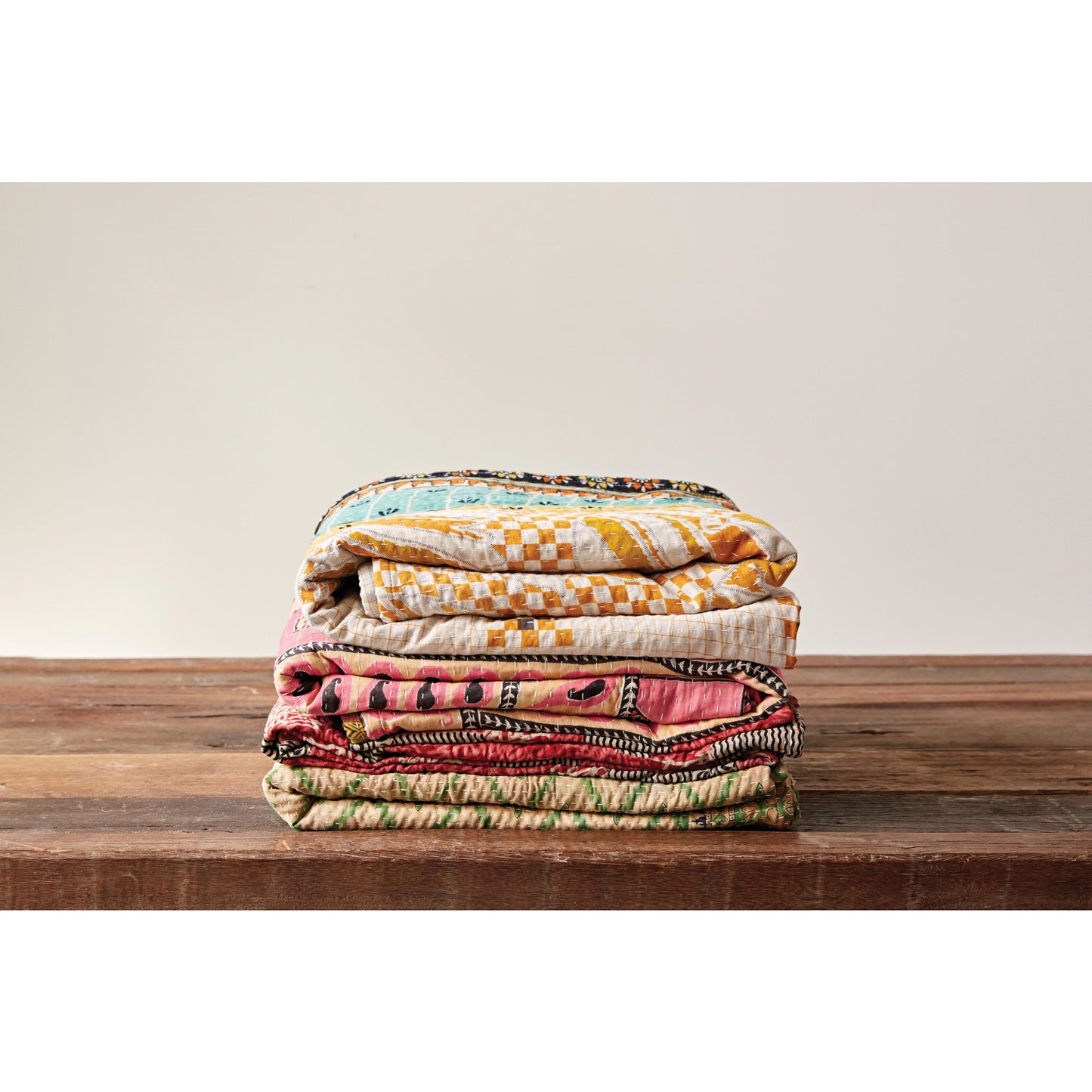 Vintage Kantha Quilt Coverlet