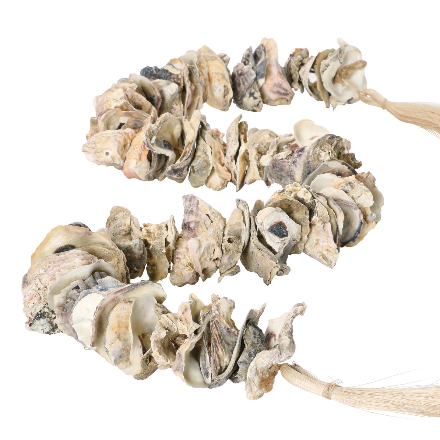 Oyster Shell Garland with Raffia Tassels