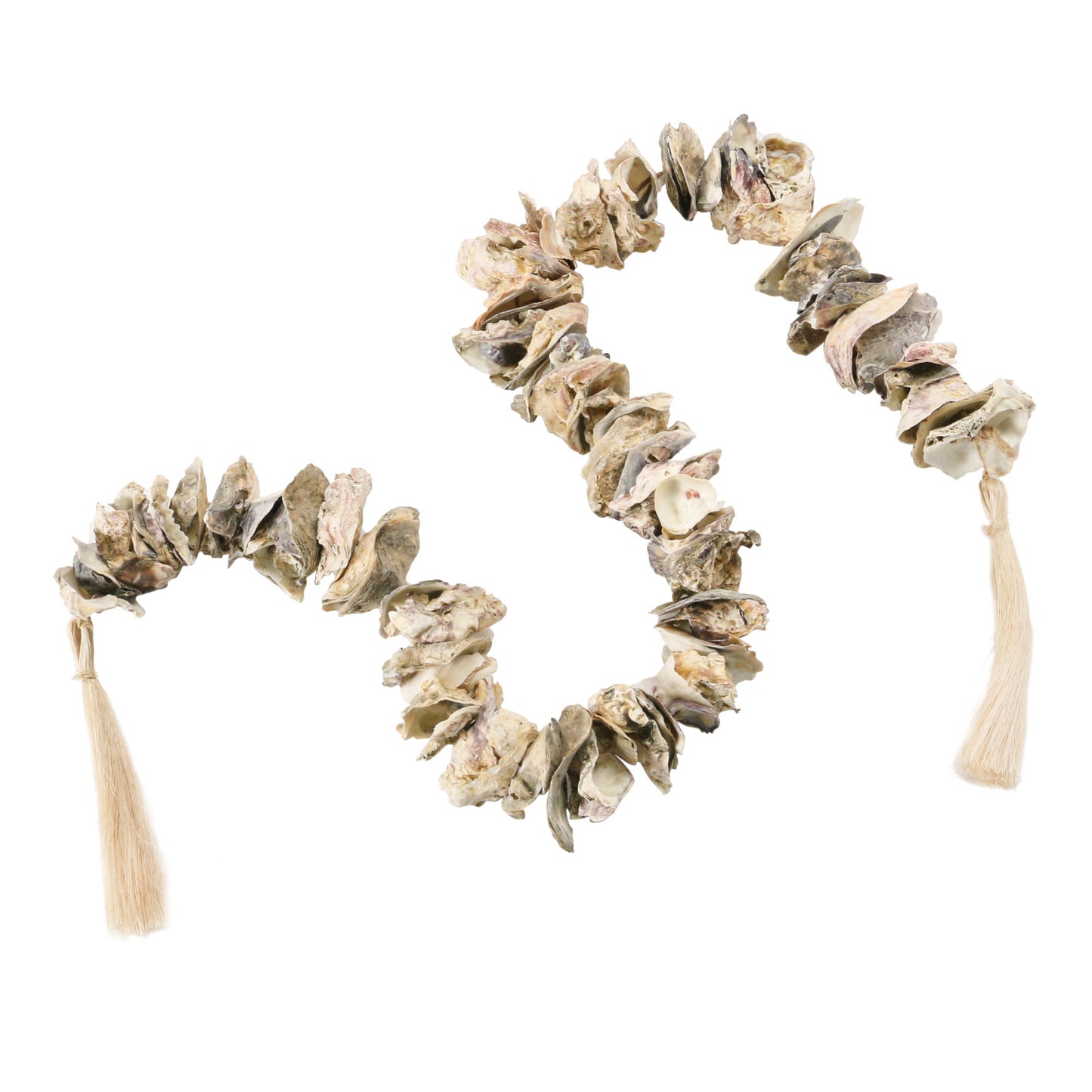 Oyster Shell Garland with Raffia Tassels