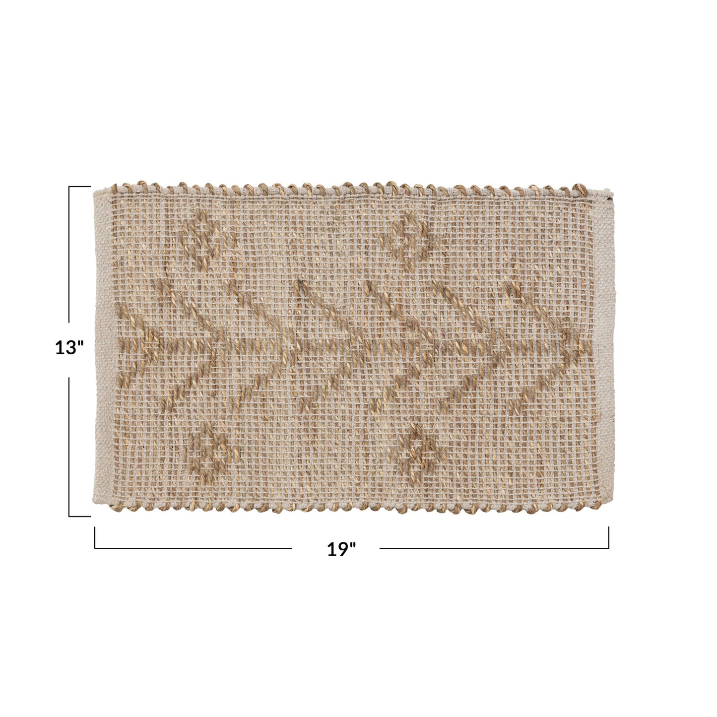 Two-Sided Hand-Woven Seagrass & Cotton Placemat w/ Design