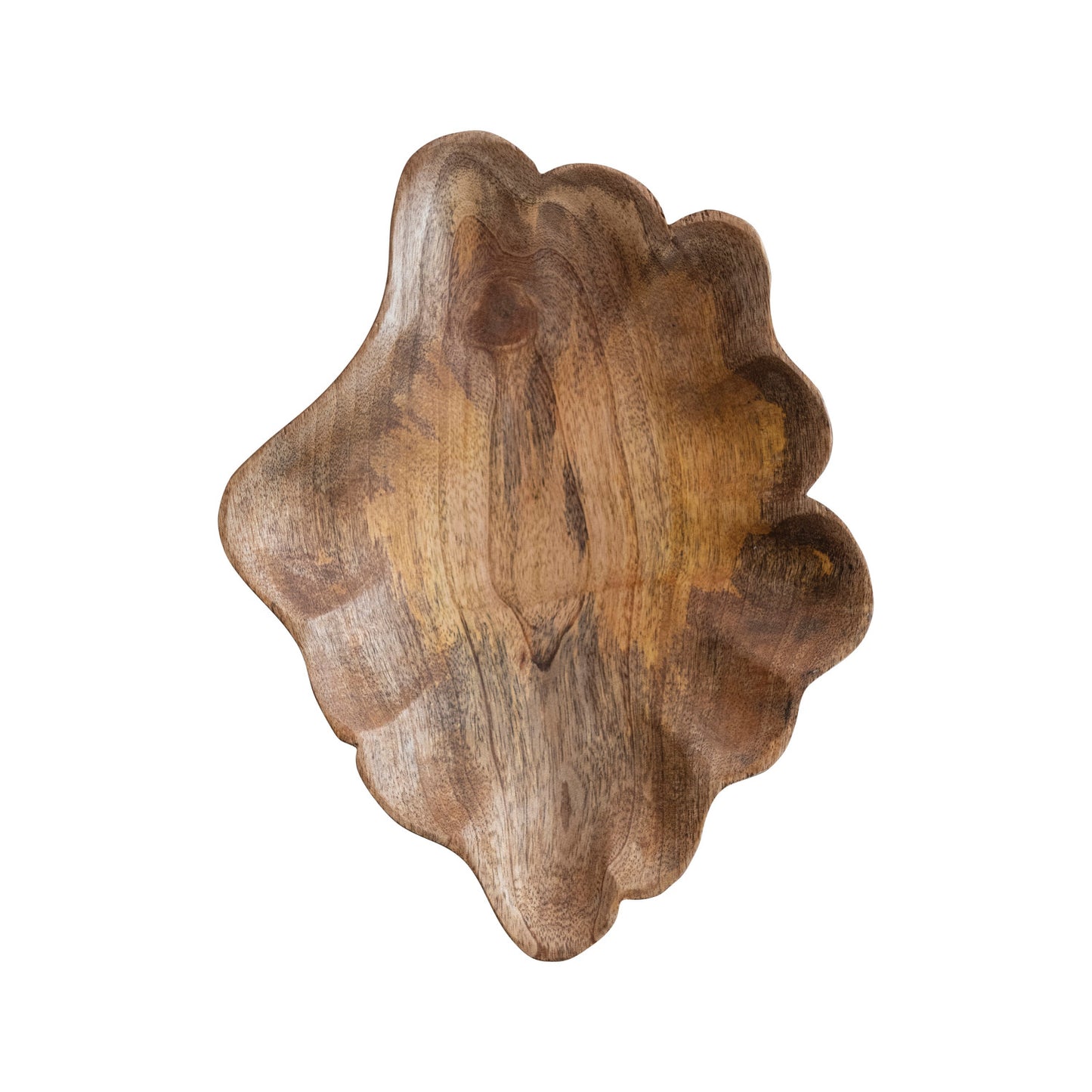 Carved Mango Wood Scalloped Bowl