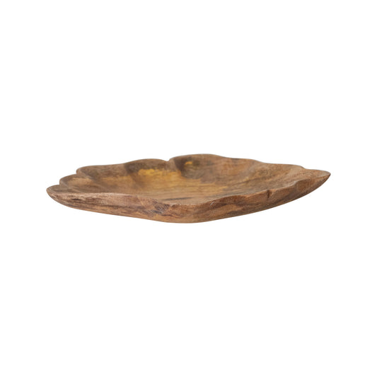 Carved Mango Wood Scalloped Bowl