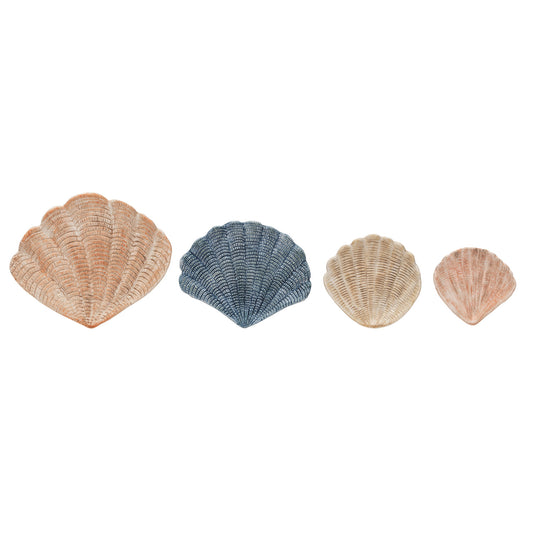 Hand-Painted Stoneware Shell Shaped Dish, 4 Colors, Set of 4