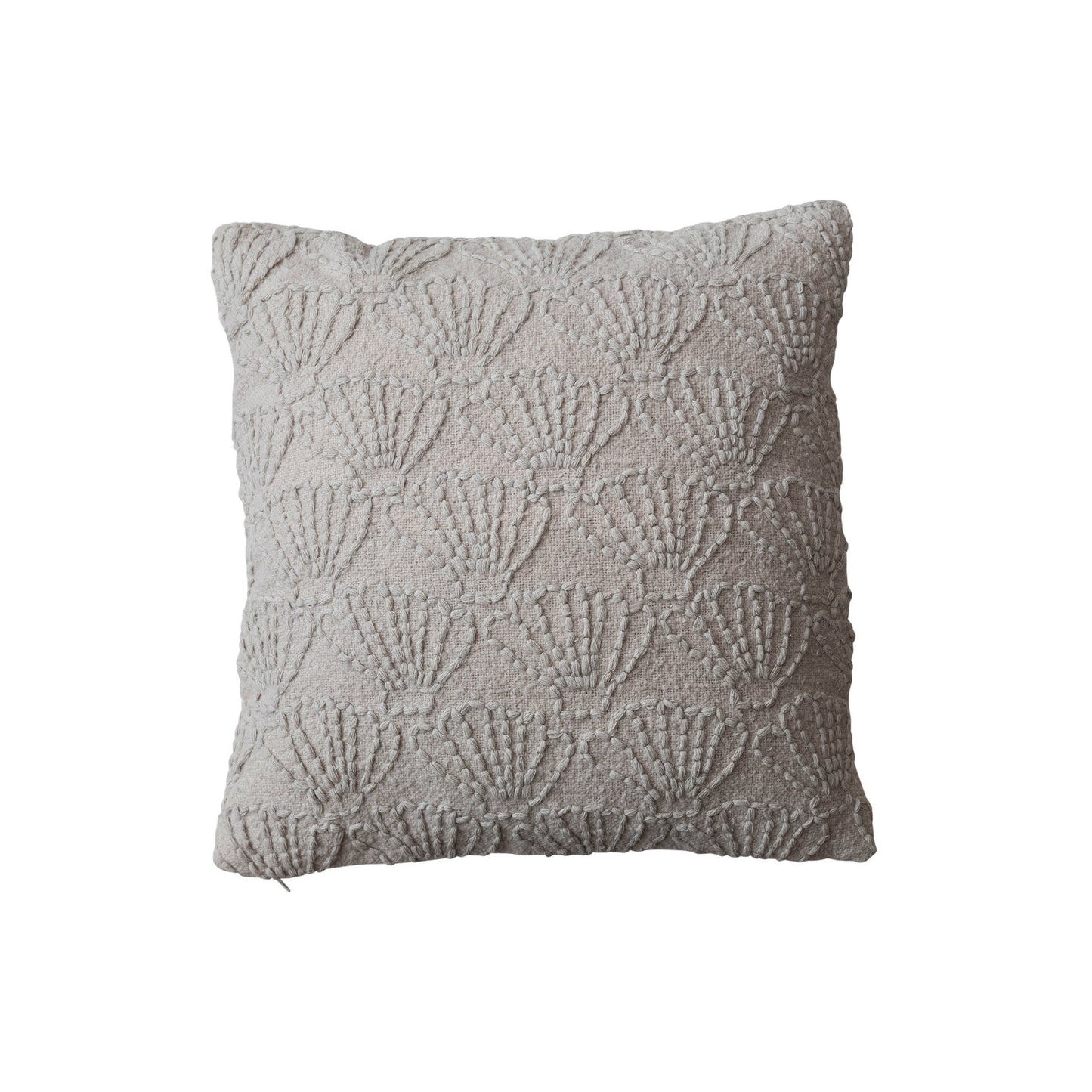 20" Square Hand-Embroidered Cotton & Linen Pillow