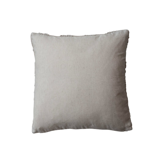 20" Square Hand-Embroidered Cotton & Linen Pillow
