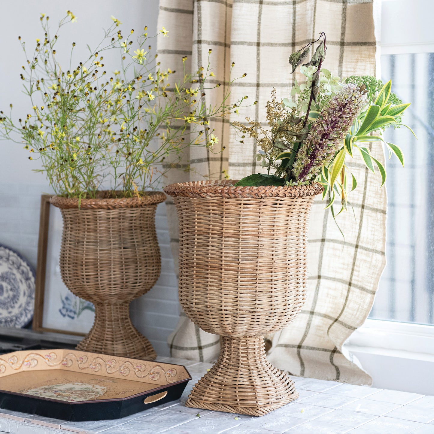 Woven Rattan Urn