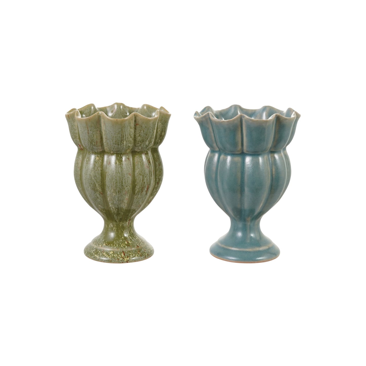 Stoneware Scalloped Footed Vase