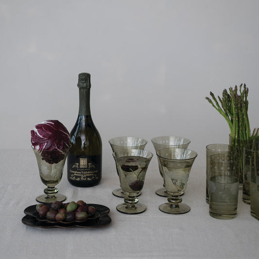 Floral Etched Wine Glass