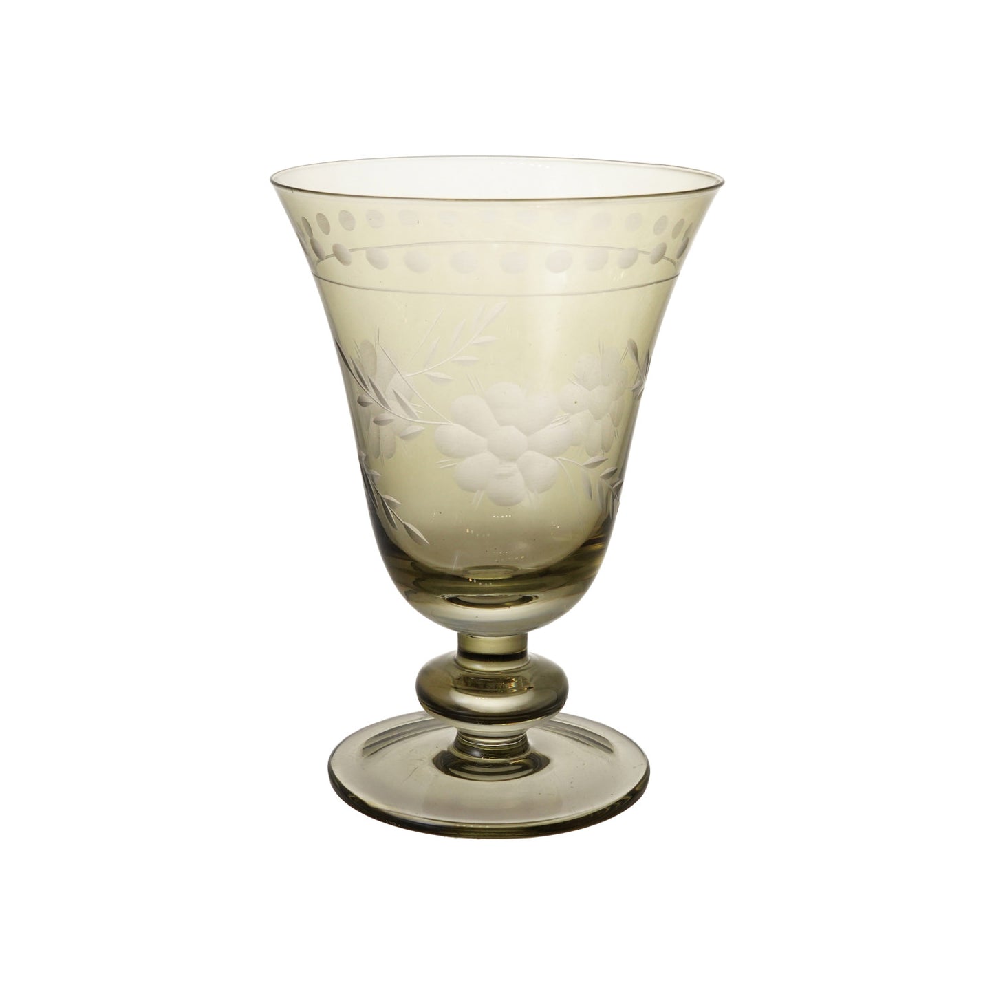 Floral Etched Wine Glass