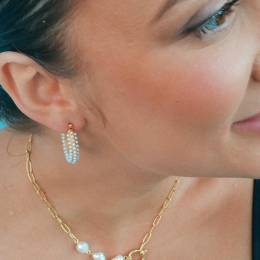 Pia Pearl Hoop Earrings