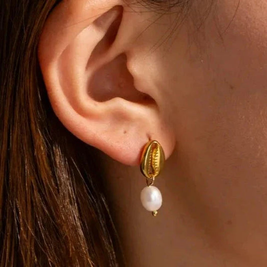 Alani Cowrie Shell & Pearl Earrings 10