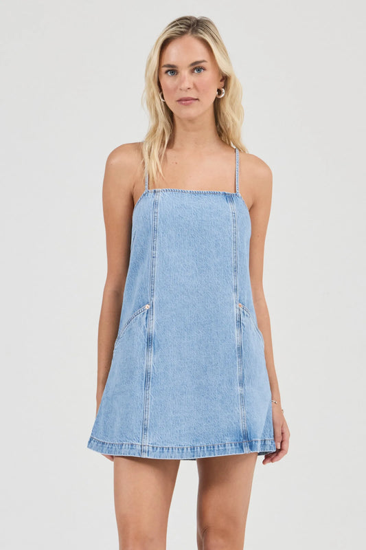 Deco Denim Cami Dress- Vintage Stone