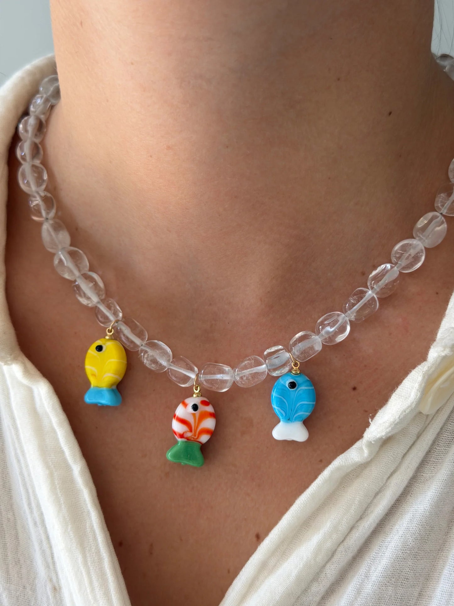 ALUM BEADED FISH NECKLACE