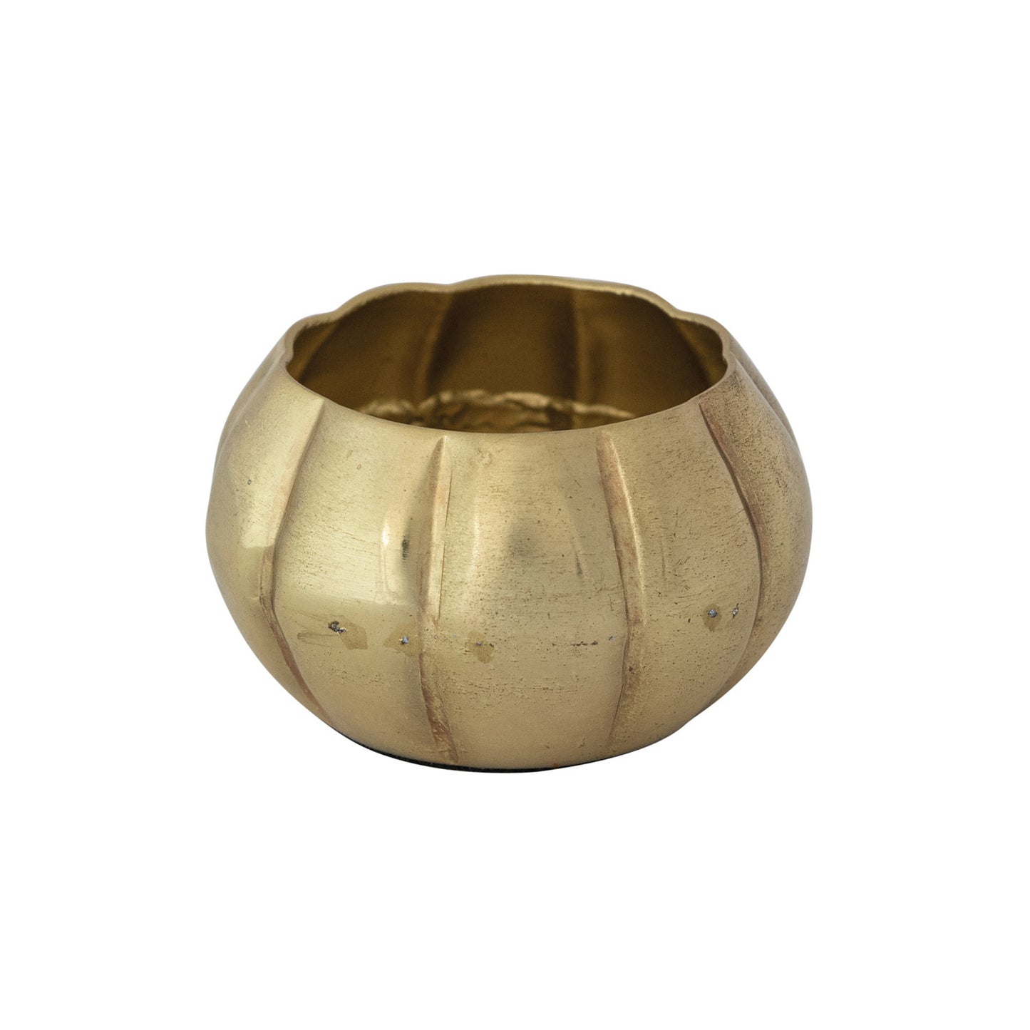 Metal Pumpkin Shaped Tealight/Votive Holder, Gold Finish