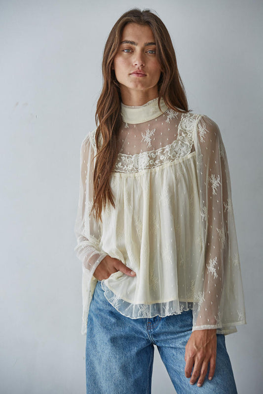 Fairy Kissed Mock Lace Top