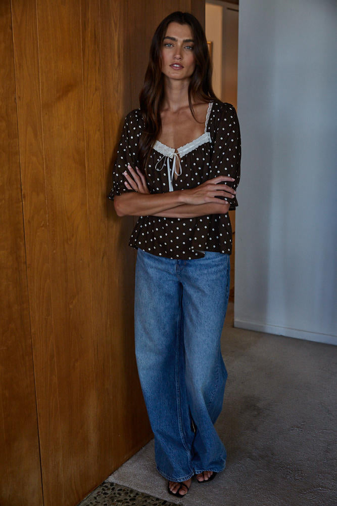 Charlotte Ribbon Dotted Top