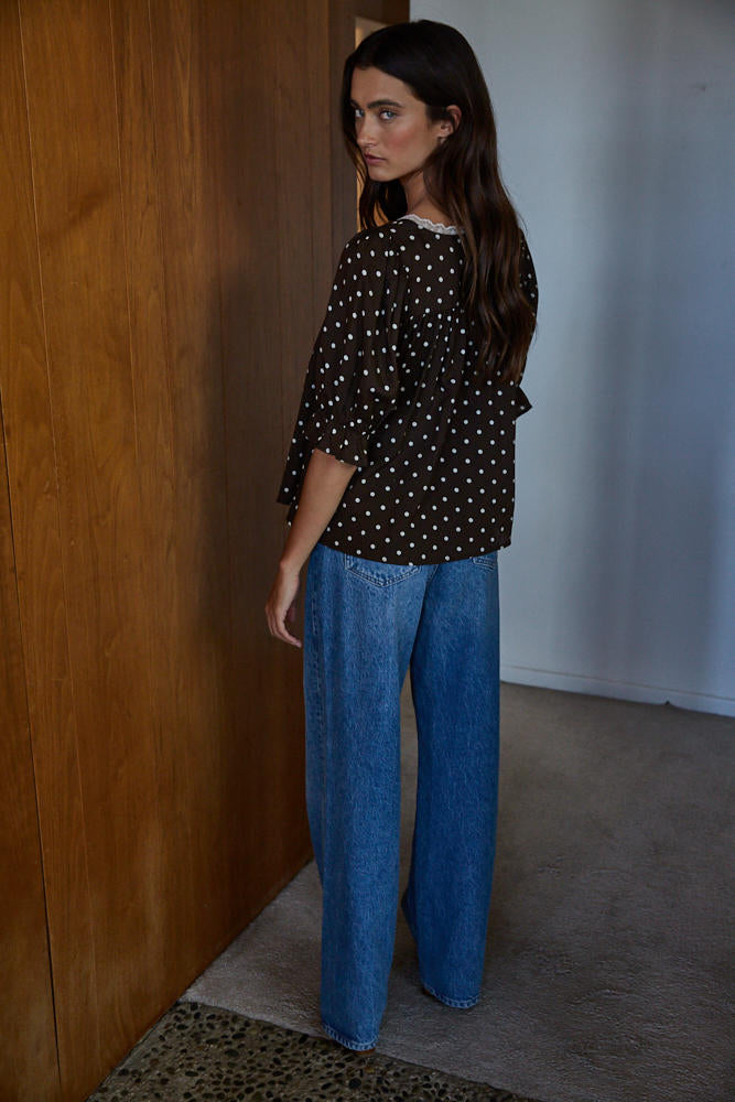 Charlotte Ribbon Dotted Top