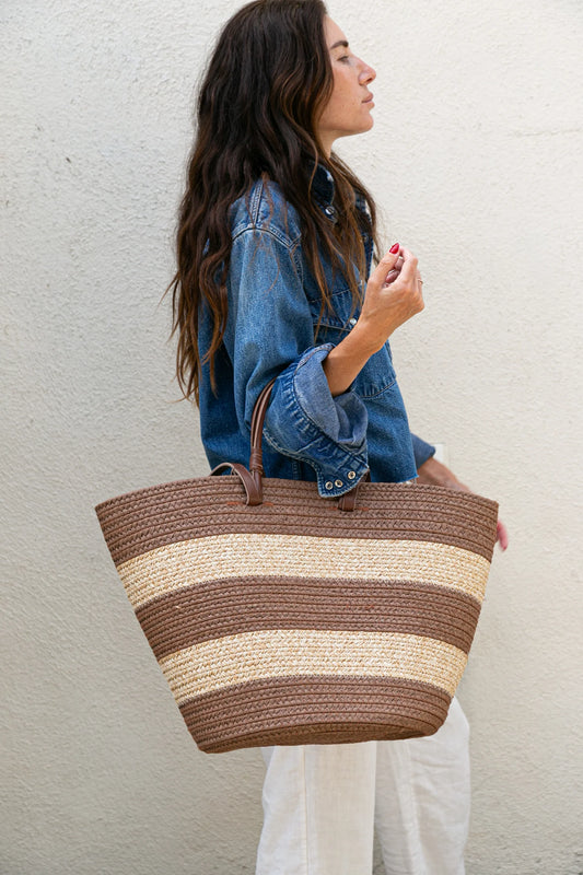 Laguna Fabric Basket Bag in Chocolate