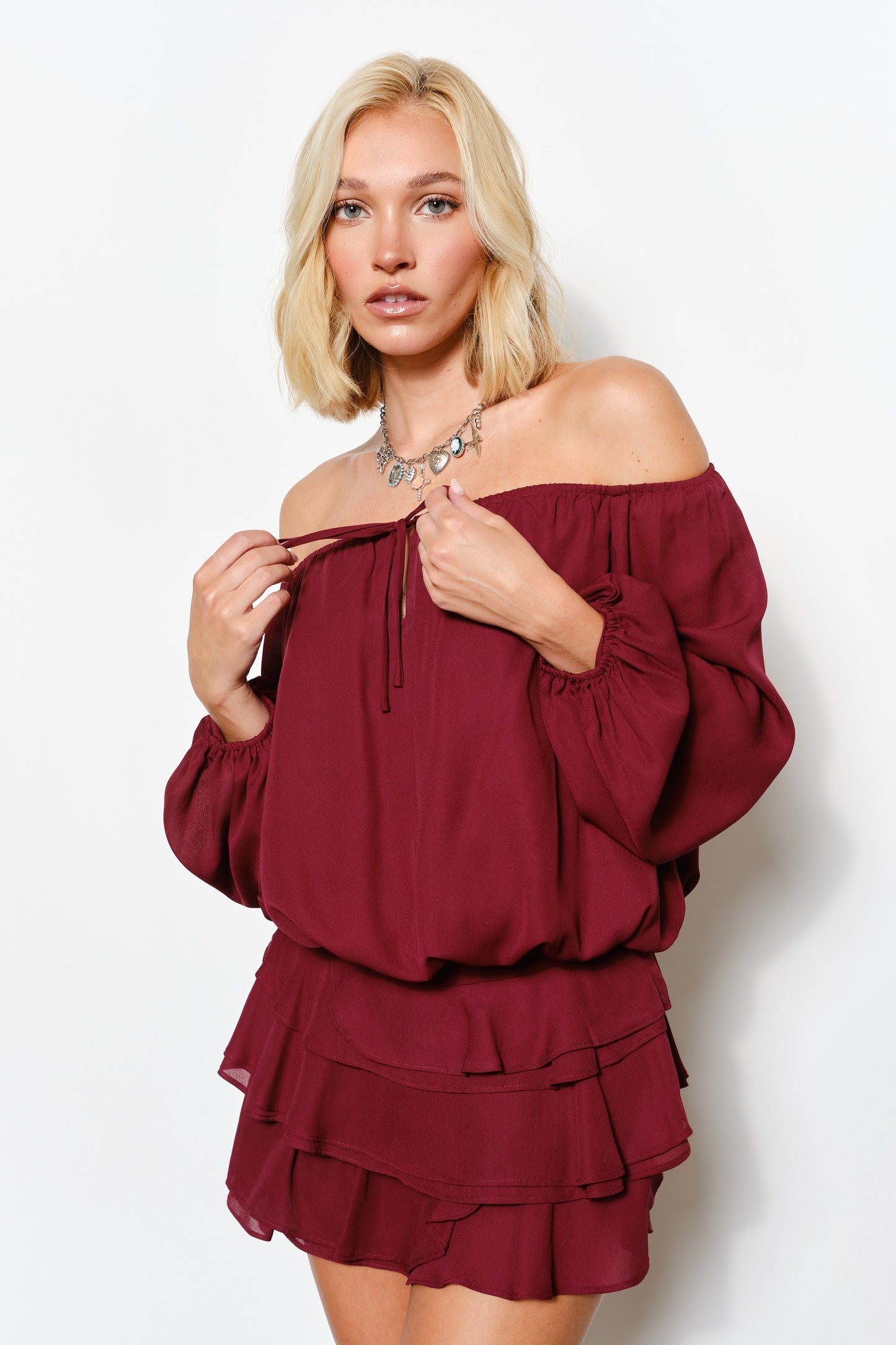 Isabella Off Shoulder Bubble Hem Top