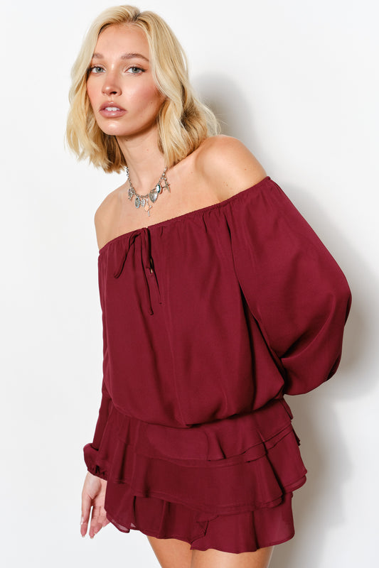 Isabella Off Shoulder Bubble Hem Top
