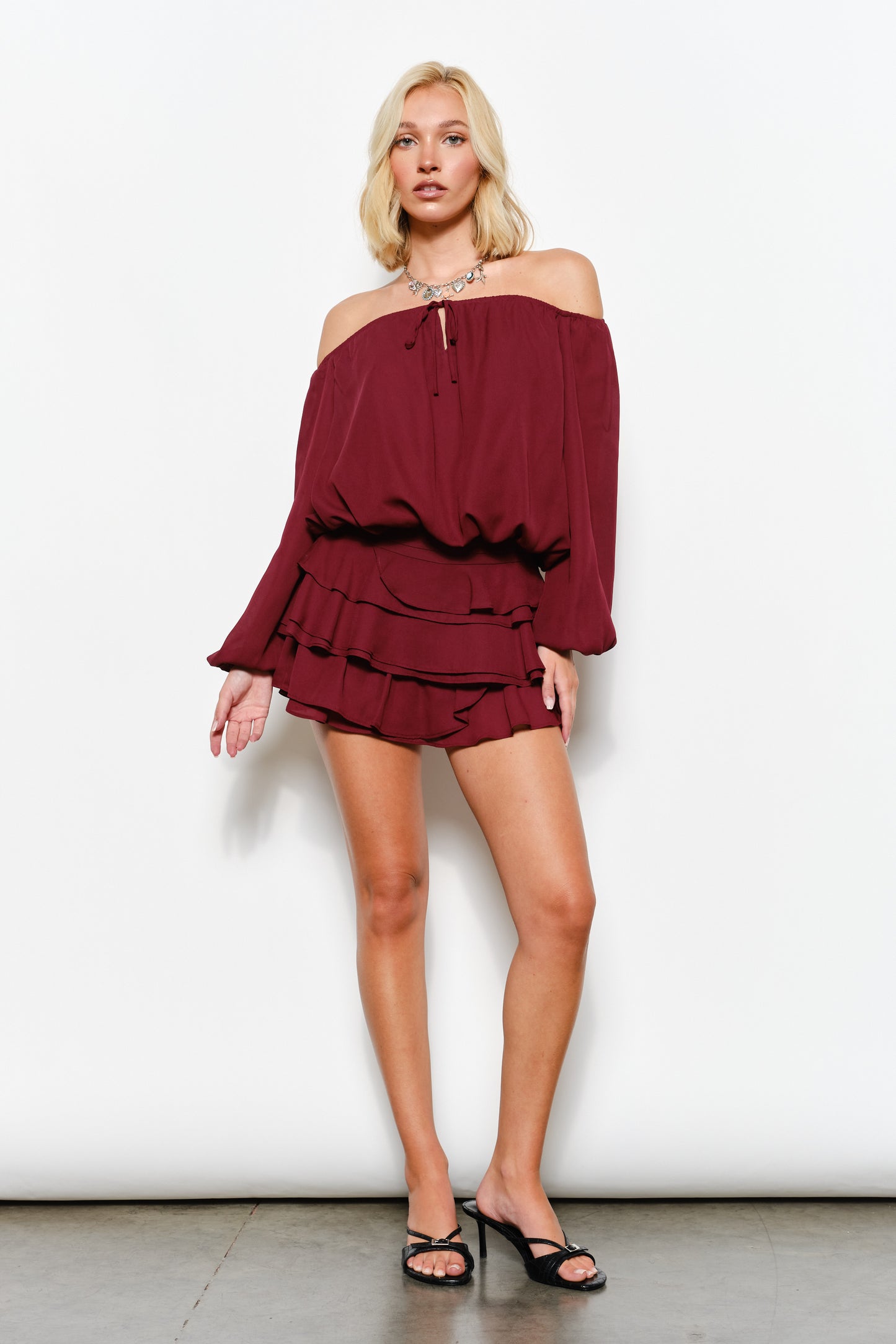 Isabella Off Shoulder Bubble Hem Top