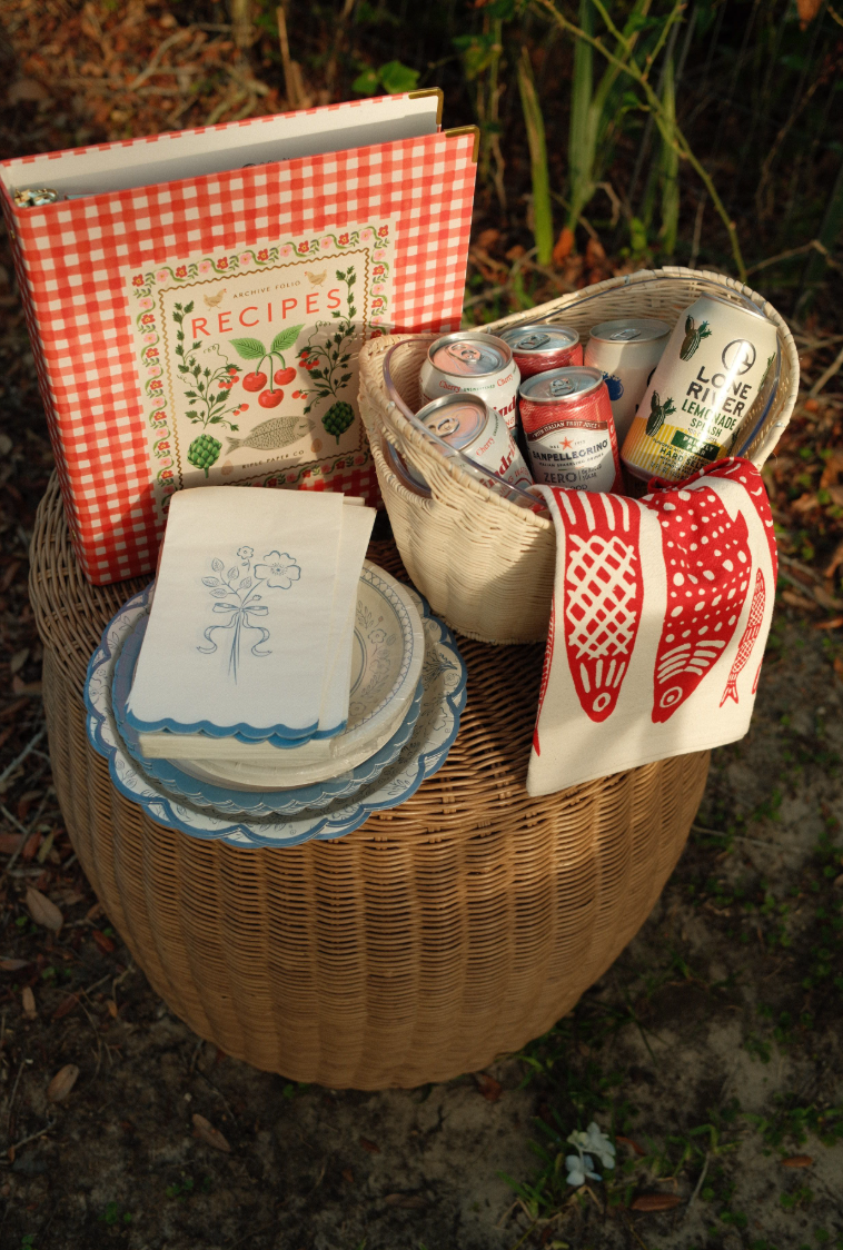 Sardines Tea Towel in Red - Organic Cotton - Fish Print
