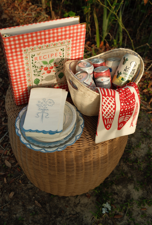 Sardines Tea Towel in Red - Organic Cotton - Fish Print